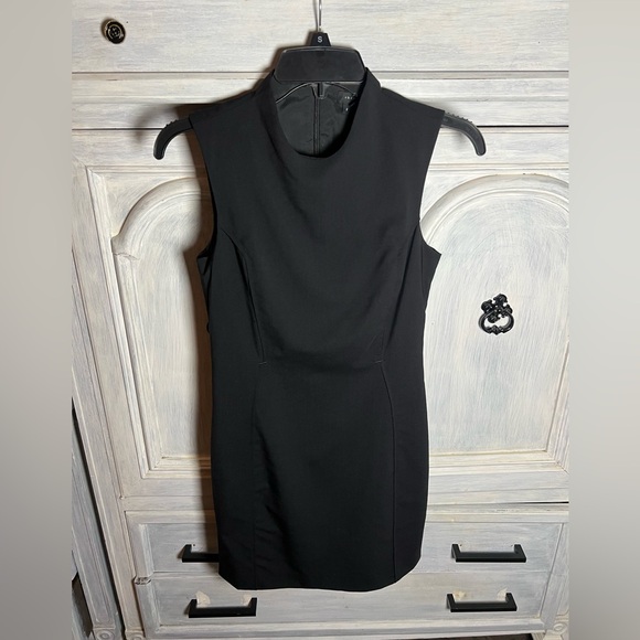 Theory Black Wool High Neck Fitted Power Bellaire Dress Office Quiet Luxury‎ - Picture 2 of 10